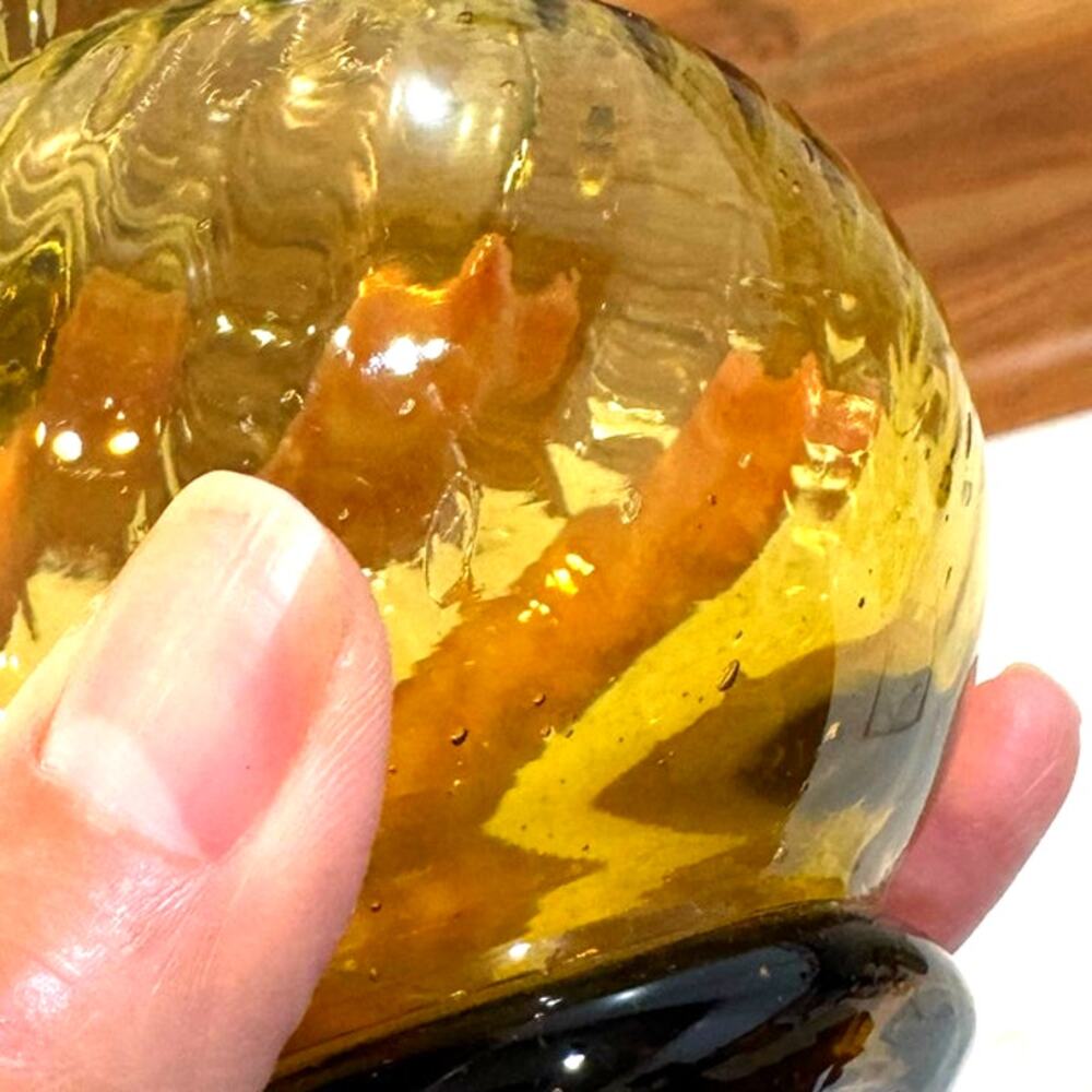 Vintage Hand Blown Amber Swirl small Glass Pitcher boho MCM eclectic artsy - Picture 9 of 11